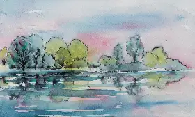 Original: Landschaft, Aquarell